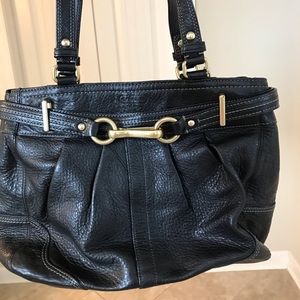 Coach leather handbag, black leather, medium sized